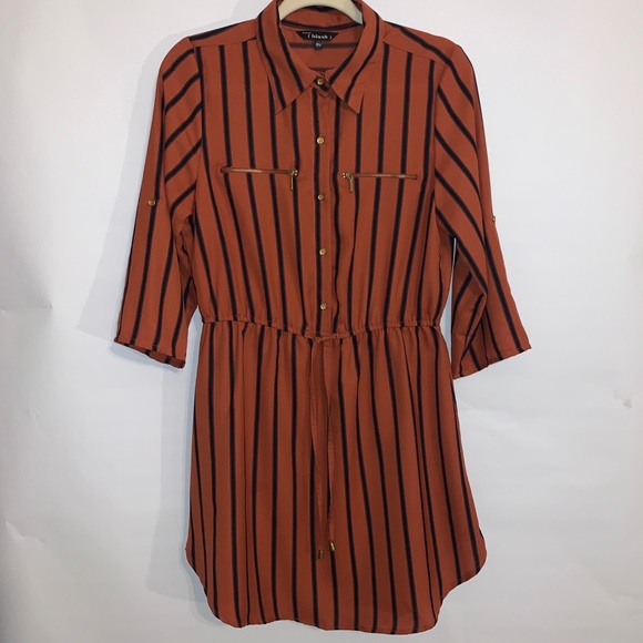 Orange Pinstriped Retro Dress - Picture 10 of 10